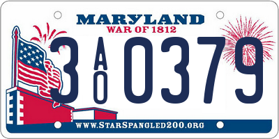 MD license plate 3AO0379