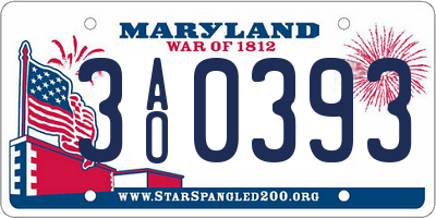 MD license plate 3AO0393