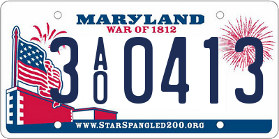 MD license plate 3AO0413