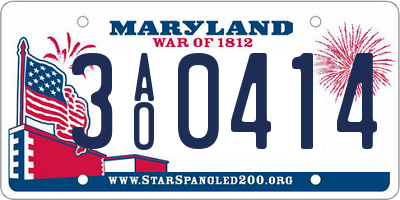 MD license plate 3AO0414