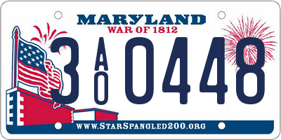MD license plate 3AO0448