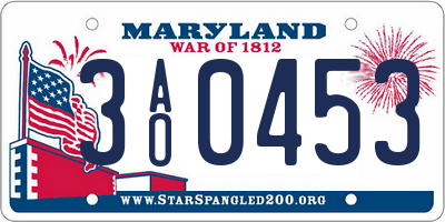 MD license plate 3AO0453