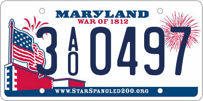 MD license plate 3AO0497