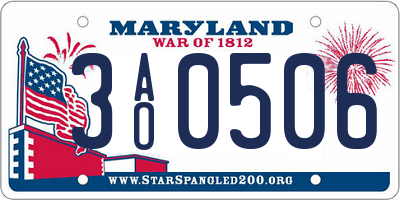 MD license plate 3AO0506