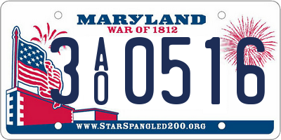 MD license plate 3AO0516