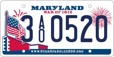 MD license plate 3AO0520