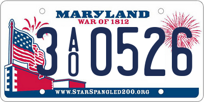 MD license plate 3AO0526