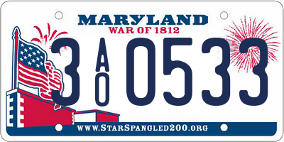 MD license plate 3AO0533