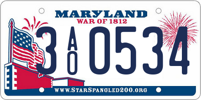 MD license plate 3AO0534