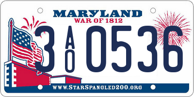 MD license plate 3AO0536
