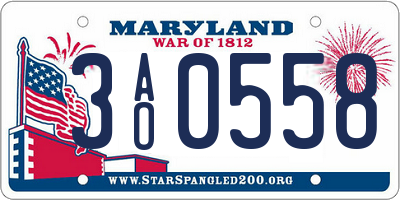 MD license plate 3AO0558