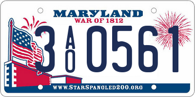 MD license plate 3AO0561