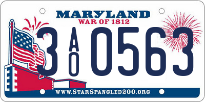 MD license plate 3AO0563