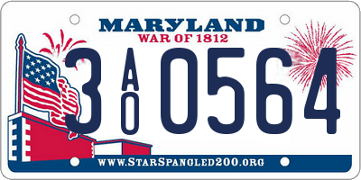 MD license plate 3AO0564