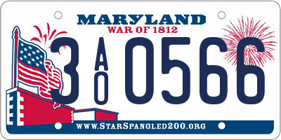 MD license plate 3AO0566