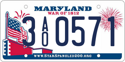 MD license plate 3AO0571