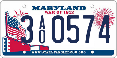 MD license plate 3AO0574