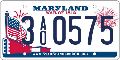 MD license plate 3AO0575