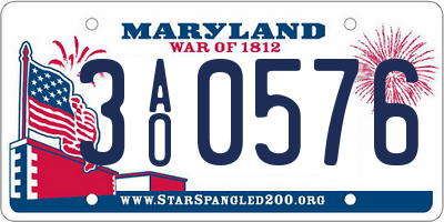 MD license plate 3AO0576