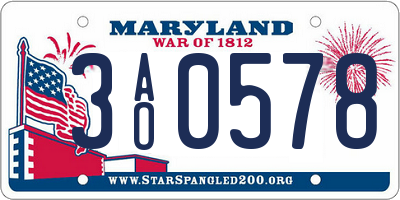 MD license plate 3AO0578
