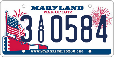 MD license plate 3AO0584