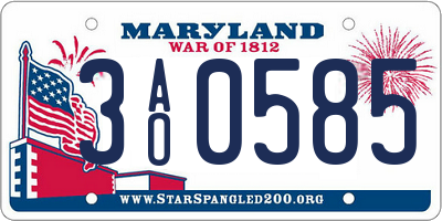 MD license plate 3AO0585