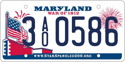 MD license plate 3AO0586