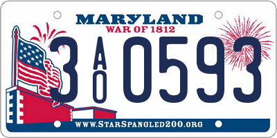 MD license plate 3AO0593