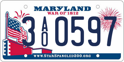 MD license plate 3AO0597