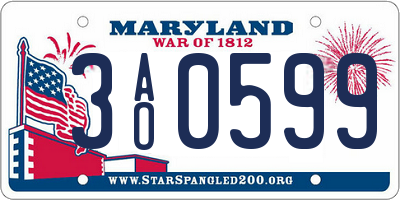 MD license plate 3AO0599