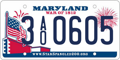MD license plate 3AO0605