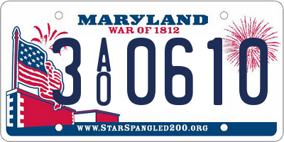MD license plate 3AO0610