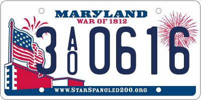 MD license plate 3AO0616