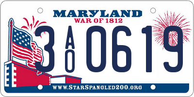 MD license plate 3AO0619