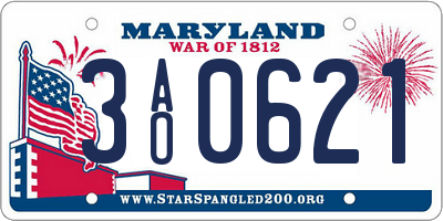MD license plate 3AO0621