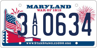 MD license plate 3AO0634