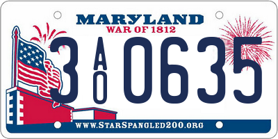 MD license plate 3AO0635