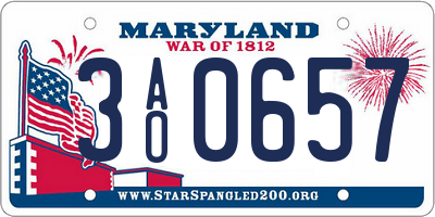 MD license plate 3AO0657