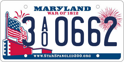 MD license plate 3AO0662
