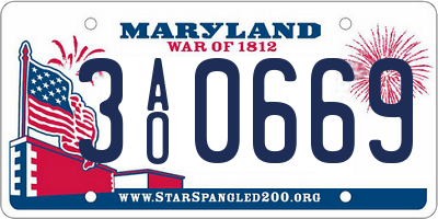 MD license plate 3AO0669