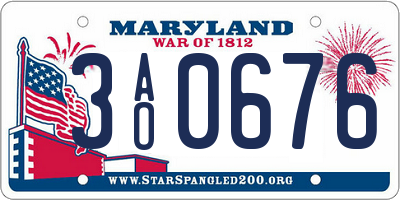 MD license plate 3AO0676