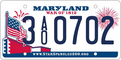 MD license plate 3AO0702