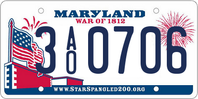 MD license plate 3AO0706