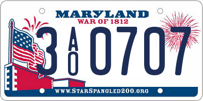 MD license plate 3AO0707