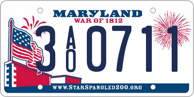 MD license plate 3AO0711