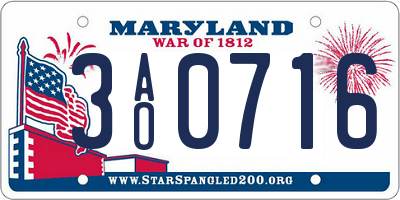 MD license plate 3AO0716
