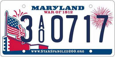 MD license plate 3AO0717