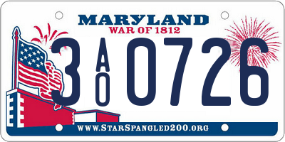 MD license plate 3AO0726