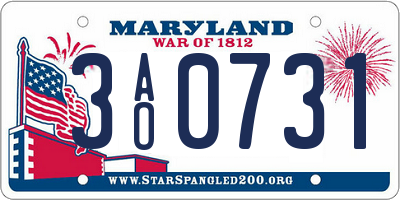 MD license plate 3AO0731