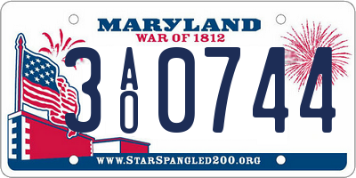 MD license plate 3AO0744